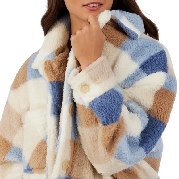 O'Neill Heath Plaid High Pile Fleece Jacket, winter white - Picture 9 of 13